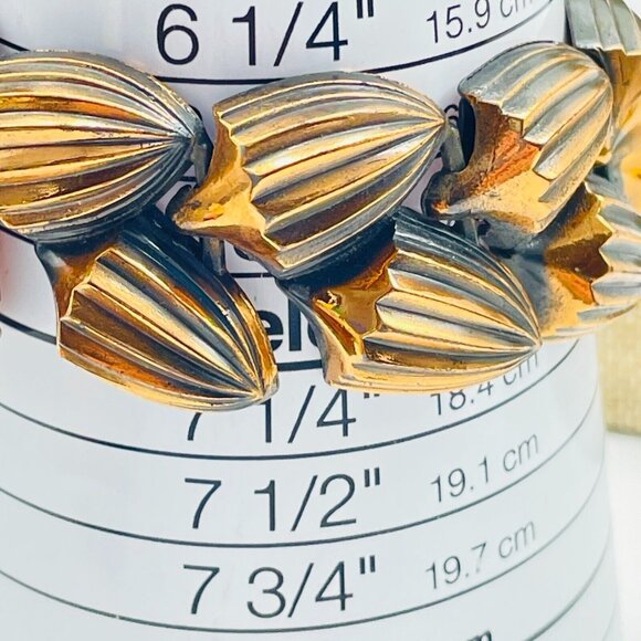 Vintage Cone Link Bracelet Copper Tone Chunky Classic Retro Shell - Picture 5 of 8